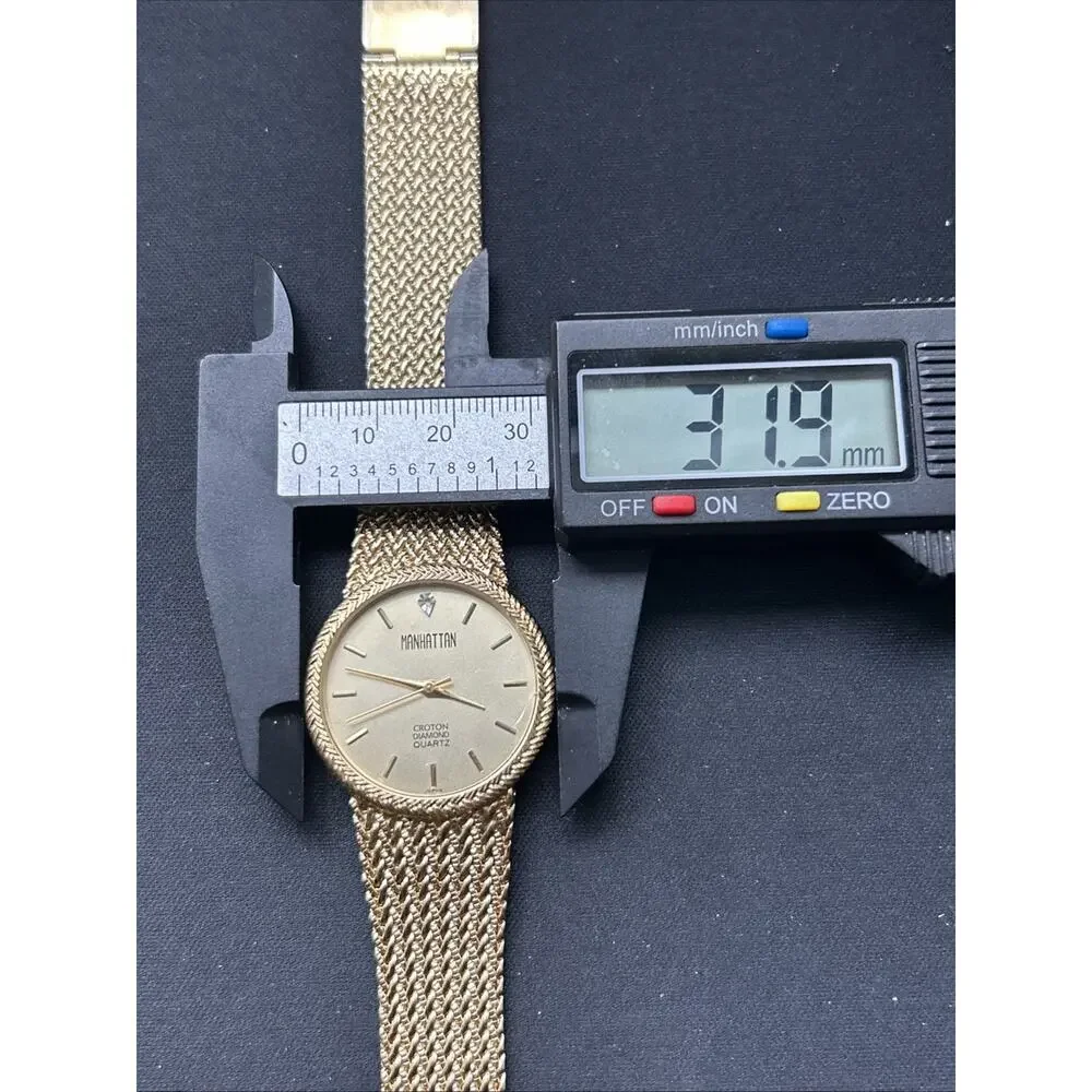 Manhattan Croton Diamond Quartz Gold Tone Watch